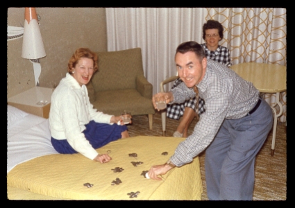 Flo, Frank and Betty counting their loot. Dunes 1961